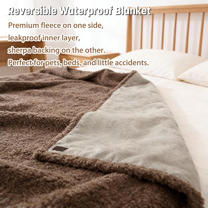 Kritter Planet Waterproof Bed Blanket, Soft and Washable Absorbent Blanket Pad, Leak-Proof Blanket Cover for Couch, Sofa, Bed