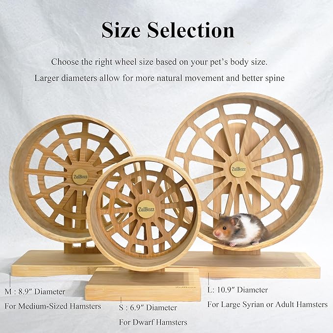Hamster Wheel – Silent Hamster Toys, 7 Inch Chinchilla Wheel for Syrian, Dwarf Hamsters, Gerbil Wheel – Bamboo Cage Accessories, Exercise Wheel, Small Animal Toy