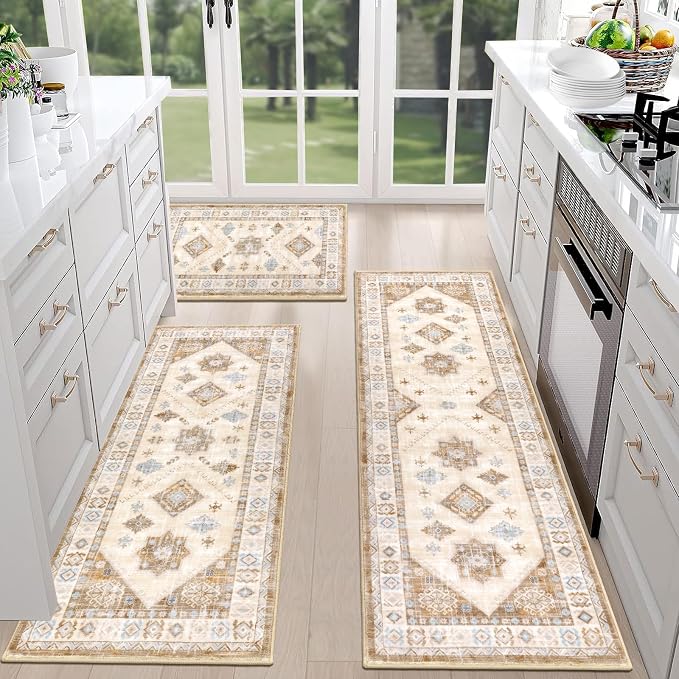 HEBE Boho Kitchen Rug Sets 3 Piece