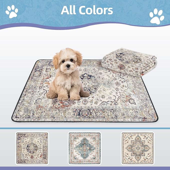 Washable Pee Pad for Dogs Extra Large, 72" x 72" Reusable Puppy Pads Waterproof Dog Rugs, Super Absorbent, Leakproof, Dog Crate Pad, Playpen Mat, Whelping Pads, Vintage Medallion