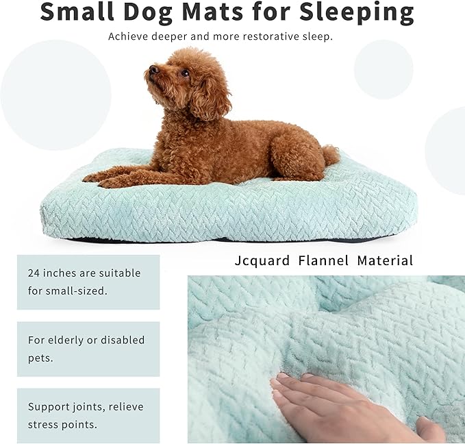 Washable Dog Crate Pad for Small Dogs, Anti-Slip Puppy Kennel Dog Bed for Crate,Flat Soft Fleece Sage Green Pet Mat 24" x 18"