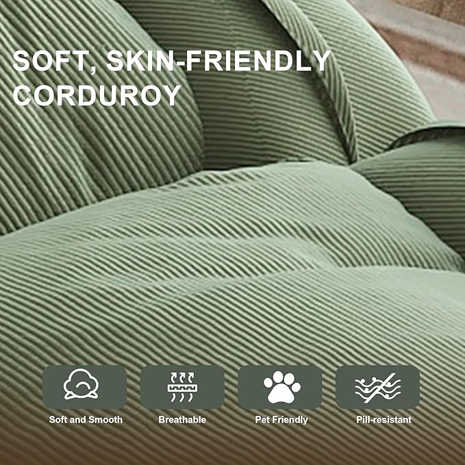 Adjustable 5-Position Human Dog Bed for People, Big Comfy Plush Floor Gaming Lazy Sofa Chair with Pillows & Back Support, Foldable Lounge Loveseat Couch for Living Room Bedroom (Green①)