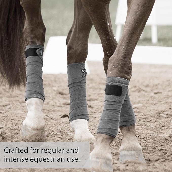 Horse Polo Leg Wraps, 5' Long Fleece Polo Wraps for Horses Set of 4, Horse Leg Bandages Stable Supplies Equestrian Boots Horse Leg Protection Dark Gray