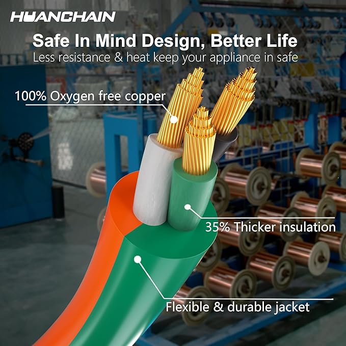 HUANCHAIN 16 Gauge 100 ft Outdoor Extension Cord with Lighted End, Flexible Cold-Resistant 3 Prong Electric Cord Waterproof Outside, 10Amp 1250W 16AWG SJTW, Orange Green, ETL