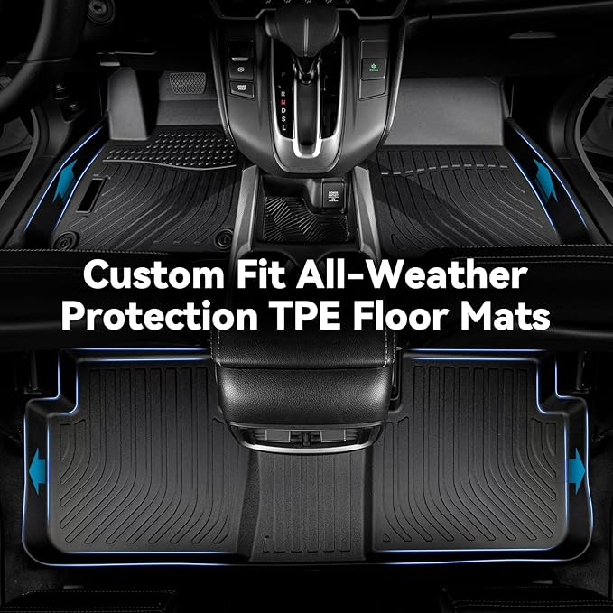 Hutisya-Floor Mats & Cargo Liner Set Fit for Ford Edge 2015-2025 & Ford Edge ST 2019-2025 All Weather Protection Anti-Slip & Durable TPE Full Set Liners Automotive Accessories-Black