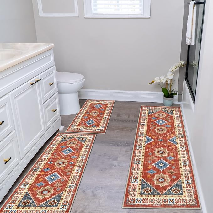HEBE Boho Kitchen Rug Sets 3 Piece