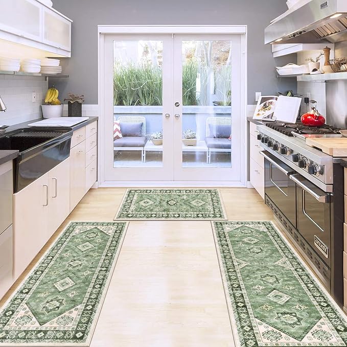 HEBE Boho Kitchen Rug Sets 3 Piece