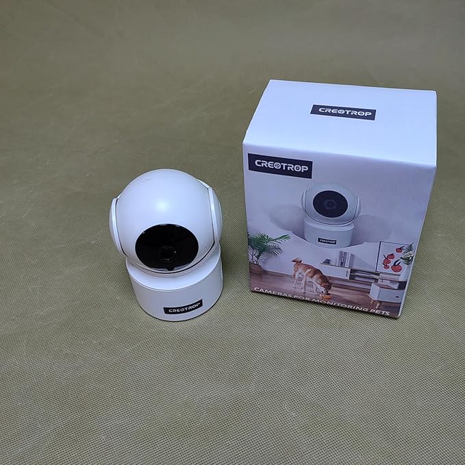 CREOTROP Cameras for Monitoring Pets,360° Pet Camera, Dual-Band WiFi, Auto Tracking, Super Night Vision, 2-Way Talk