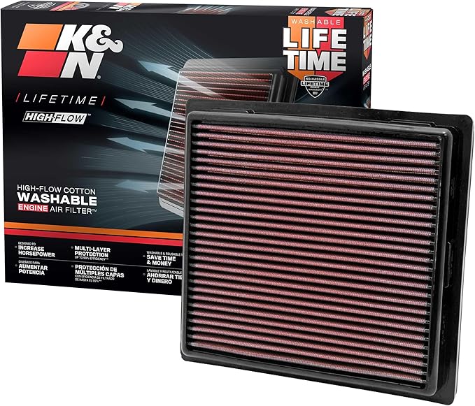 K&N High-Flow Original Lifetime Engine Air Filter: Increase Power: Premium