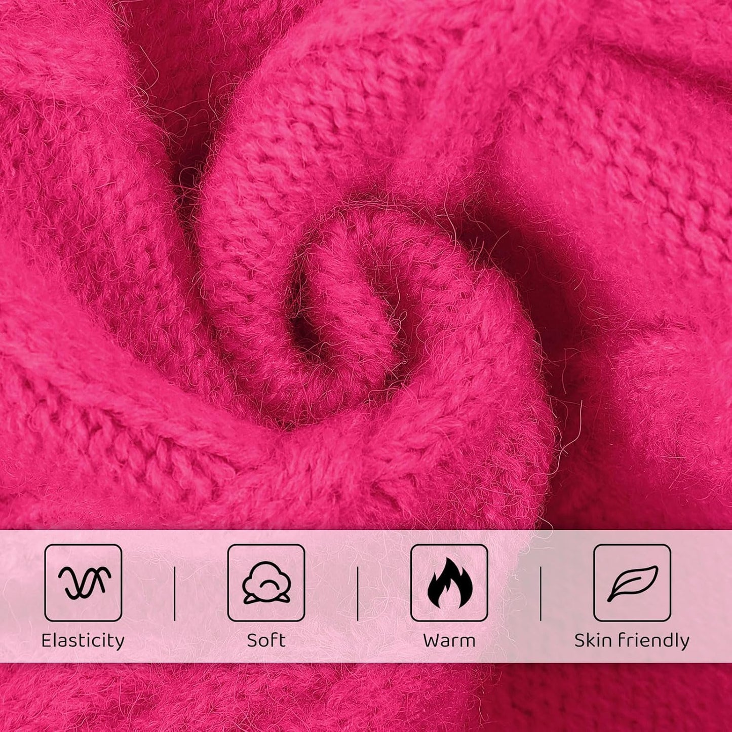 Queenmore Small Dog Pullover Sweater, Cold Weather Cable Knitwear, Classic Turtleneck Thick Warm Clothes for Chihuahua, Bulldog, Dachshund, Pug (Fuchsia, X-Large)