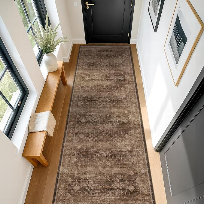 Boho Washable 2x8 Long Rugs for Hallway, Non Skid Front Door Runner Indoor