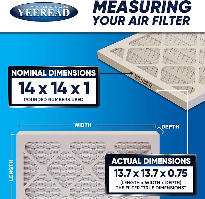 14x14x1 MERV 8 Air Filters 6-Pack, Actual Size 13.7" x 13.7" x 0.75" –