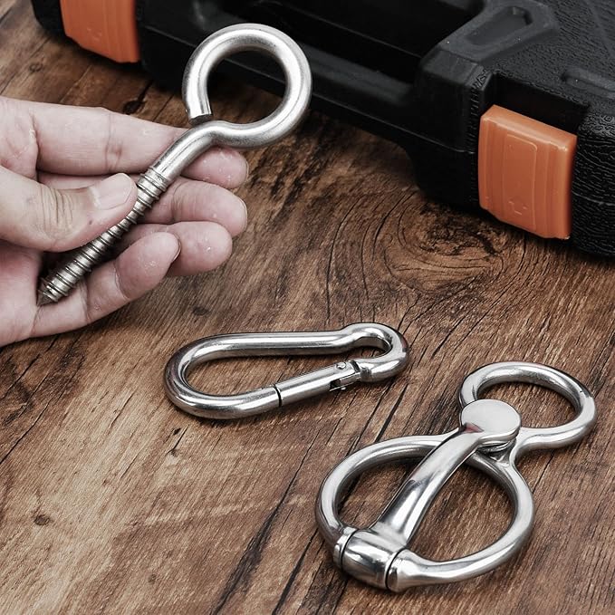 3 Pcs Horse Tie Ring,Heavy Duty Stainless Steel Tie Ring Horse Training Equipment Horse Tack and Supplies with Eye Bolt,Quick snap,Humane and Safe Tie Way