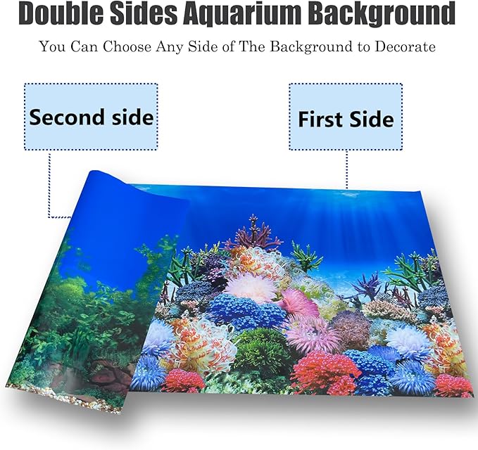 Fish Backgrounds Paper Double Sides Undersea Aquarium Background Poster Colorful Sea Anemone Fish Tank Background Sticker Decorations 16"x 33"