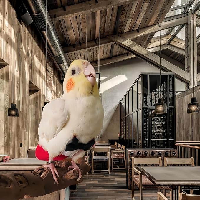 Bird Diapers with Bow Bird Harness Tuxedo Flight Suits with 80in Flying Leash Parrot Nappy with Waterproof Inner Layer Urine Wet Suite for Cockatiel Conure Parakeet Macaw Budgie-Red,L