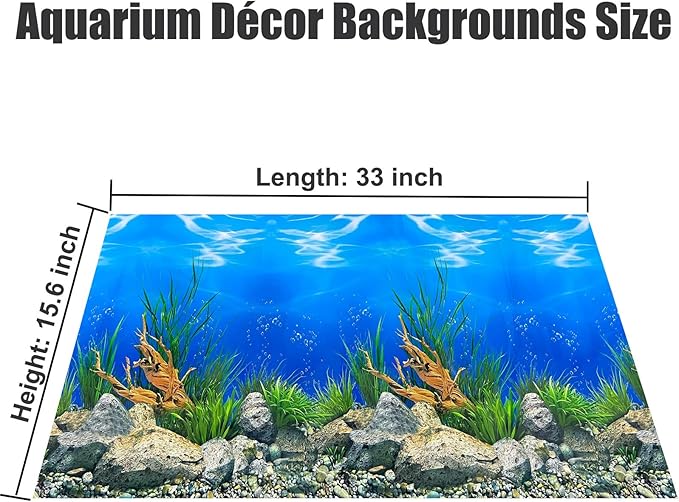 Aquarium Background Poster Water Plants 3D Coral Fish Tank Background Picture Double Sides Fish Tank Stickers 10 20 Gallon Tank 16"x 33"