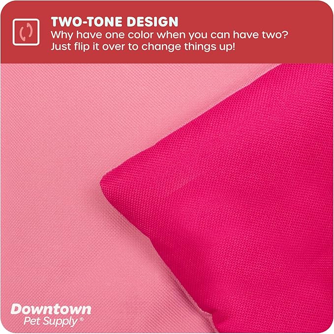 Downtown Pet Supply Dog Crate Pad, 29" x 20" - Waterproof, Ripstop Nylon Dog Crate Mat Chew Proof and Machine Washable - Dark and Light Pink - M