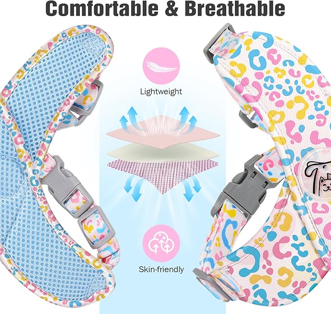 Pawaboo Small Dog Harness and Leash Set, Puppy Harness X-Frame No Pull No Choke, Dog Vest Harnesses Adjustable for Small Medium Sized Dogs,Soft Breathable Pet Harnesses, XS, Colorful Leopard