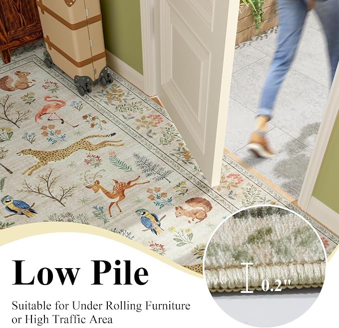 DUKINO 6x9 Rug, Washable Animal Living Room Rug