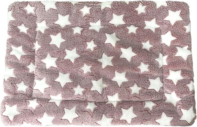 iMaylex Soft Pad Dog Bed Mat, Thicken Warm, Star Pattern, Reversible, Fluffy Pet Dog Sleeping Mattress, Cameo Brown, Large