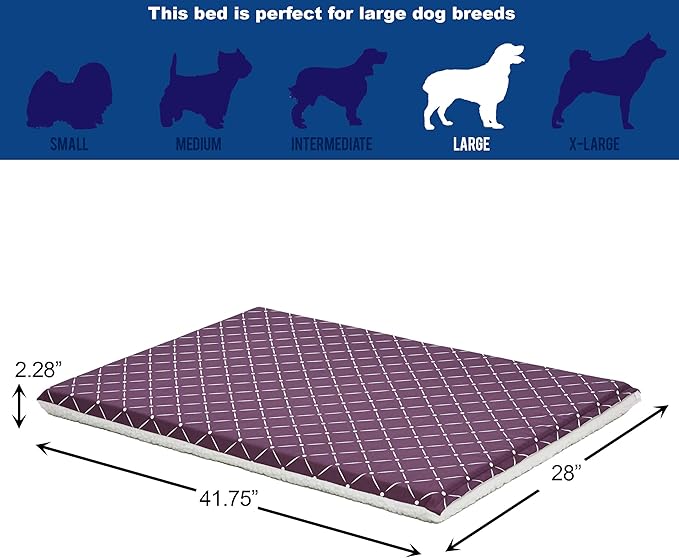 MidWest Homes for Pets Quiet Time Couture Paxton Dog Pad/Pet Bed Plum Fleece with Pillow Cover, Plum, 42"