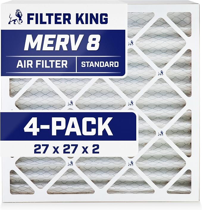 Filter King 27x27x2 Air Filter | 4-PACK | MERV 8 HVAC Pleated A/C Furnace