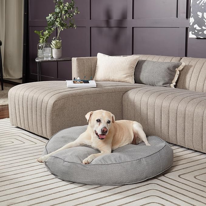 Gordie Round Indoor/Outdoor Pillow Style Dog Bed, Cement, Medium
