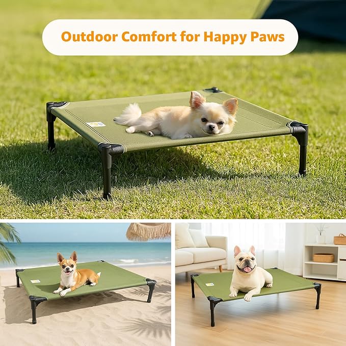 Sytopia Outdoor Raised Dog Cots Bed for Dogs, Medium, Green