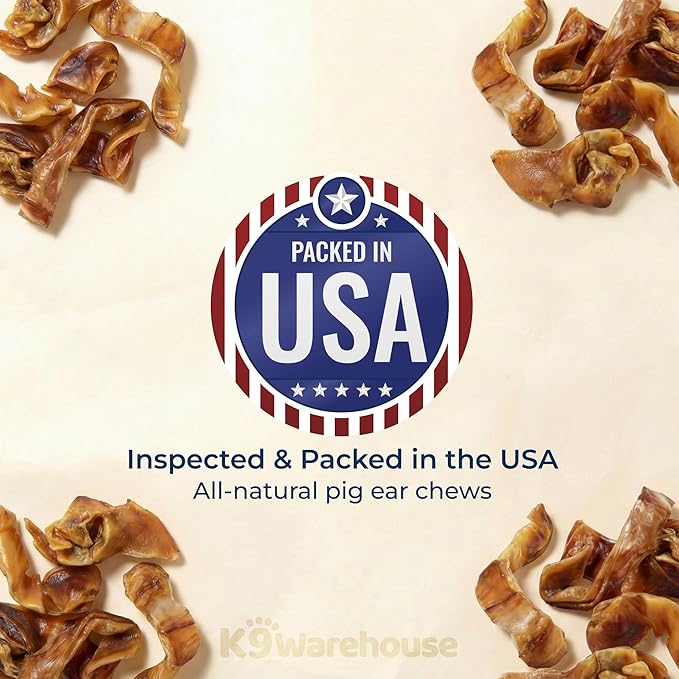 K9warehouse Pig Ears Strips - 32oz USA Packed - Natural Bulk Pig Ear Slivers - Treats Made of 100% Pure Pork - Alternative to Rawhide Chews - Thick Cut Pigs Ear Dog Treats for Small to Large Dogs