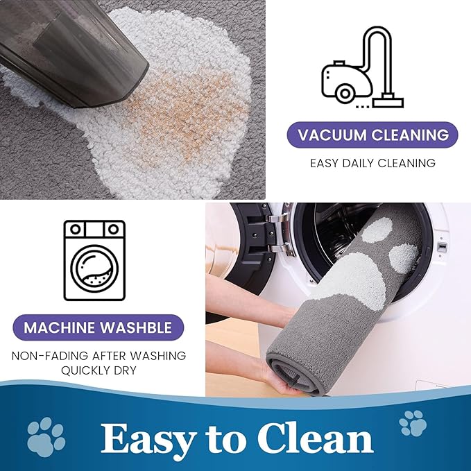 Buganda Dog Door Mat for Muddy Paws, Absorbent Dirt Trapper Washable Indoor Doormats, Non Slip Low-Profile Mud Mat for Dogs, Front Entrance Doormat for Inside Floor (47x32 Inches, Light Grey)