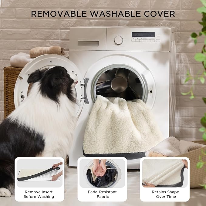 Bedsure XL Dog Beds Large Sized Dog - Extra-Large Comfy Flat Puppy Bed with Removable Washable Cover, Orthopedic Egg Crate Foam Pet Mat, Suitable for Pet Up to 100 lbs