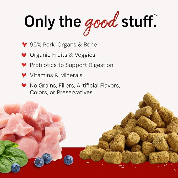 Stella & Chewy's Freeze-Dried Raw Pork Meal Mixers- Dog Food Topper and Mixer - Made with 95% Farm-Raised Pork, Organs & Bone - Perfect for Picky Eaters - Grain-Free - 3.5 oz