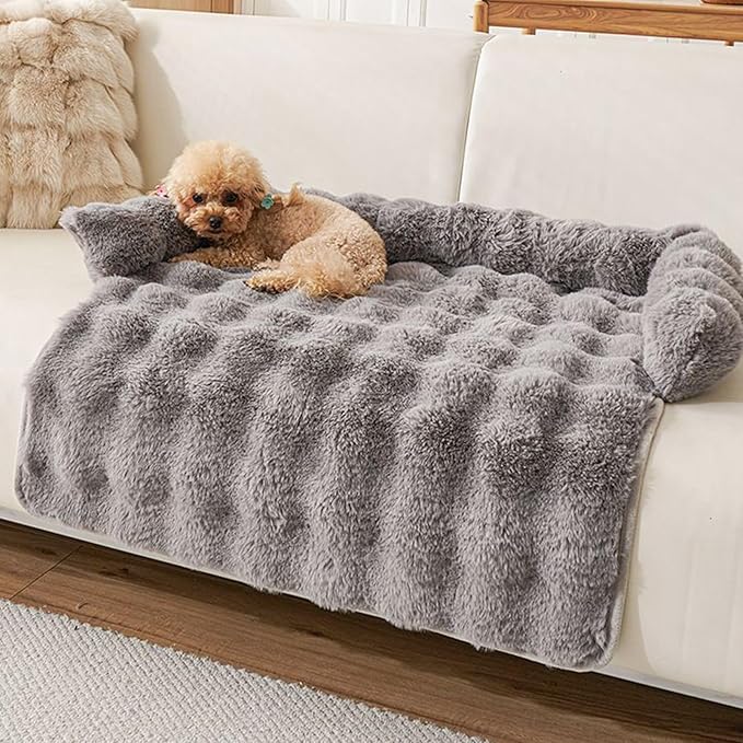 Dog Bed Couch, Raised Edge Furniture Protector with Soft Cushion, Calming Dog Bed with Plush Design, Home Kitchen Living Room, Nursery Apartment Daily Rest 29.53x29.53x3.94 inches