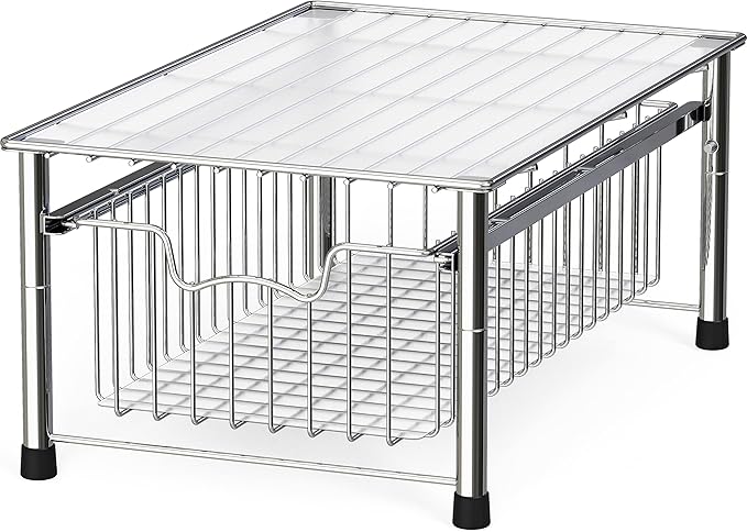 Simple Houseware Stackable Basket Drawer, Chrome