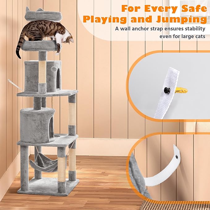 Topeakmart Cat Tower for Indoor Cats, Cat Activity Center with Condo Scratching Post Perch, Tall Cat Tree for Large Cats, 70.5in