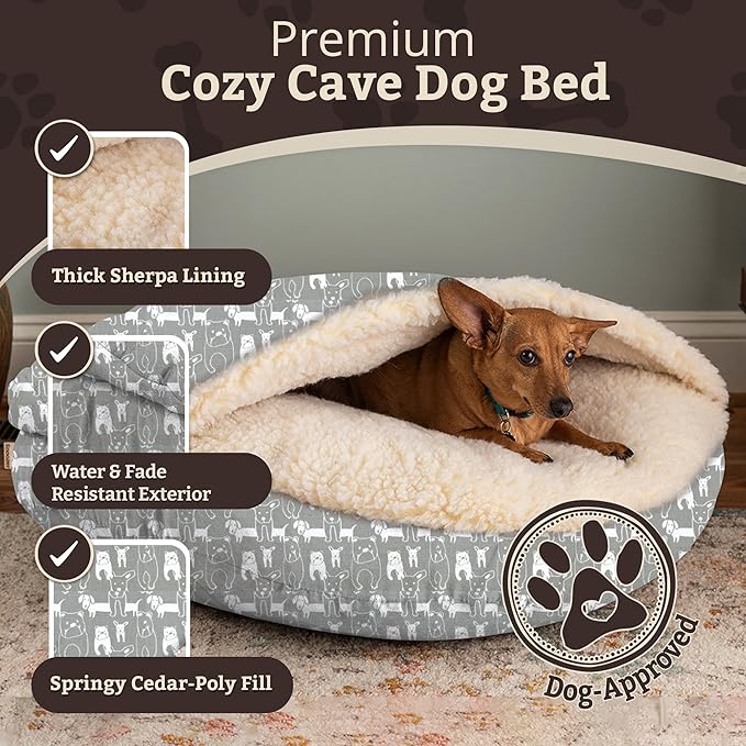 Snoozer Luxury Cozy Cave Pet Bed, Wag Collection, Small - Pedigree Storm