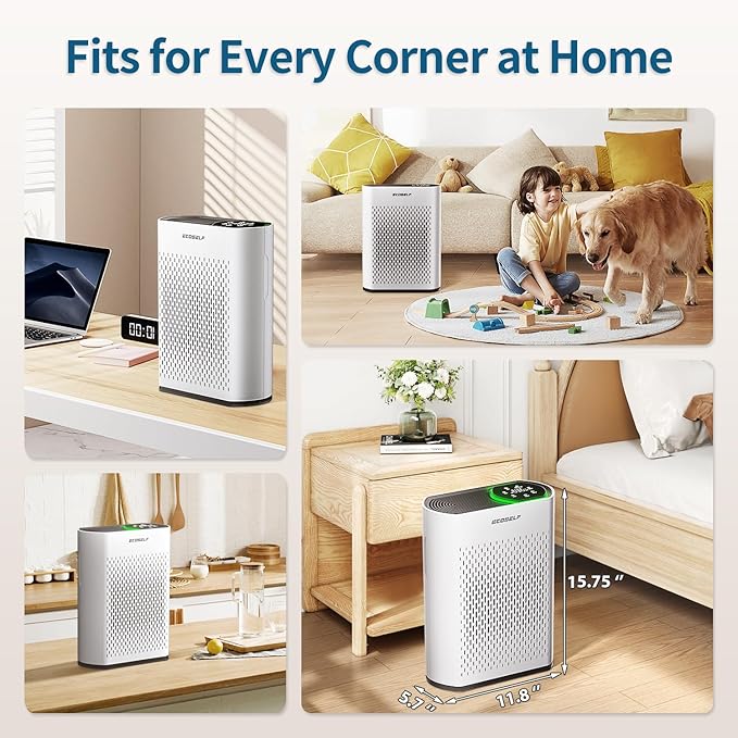 Air Purifiers for Home Air Purifier Up to 2400 Ft² with Smart WiFi Air Quality Monitor Sleep Mode, Air Purifier for Bedroom Large Room Office Living Room HAP602WF