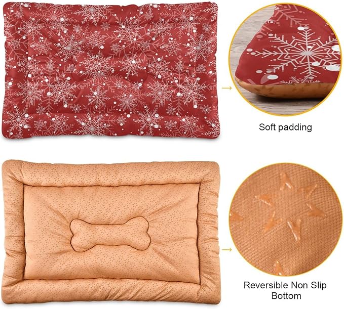 Christmas Snowflake Pet Bed Cute Dog Bed Mat Absorbing Non Slip Pad Pet Sleeping Mat for Small, Medium, and Large Dogs Puppy Cat 24 in x 18 in