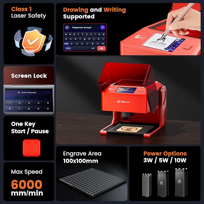AlgoLaser 10W Smart Laser Engraver Machine, Class 1 Portable Laser Cutter