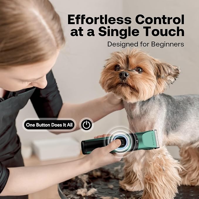 Dog Clippers for Grooming, Low Noise, Electric Quiet, Adjustable Clipper Comb, Rechargeable Cordless Dog Hair Clippers for Dogs Cats Pets, Green