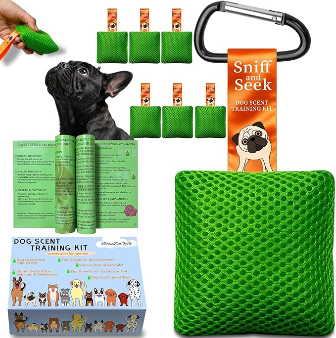 Dog Scent Training kit, Brain Games, Hide and Seek Toys - Fun Nose Work Games, Sniff and Seek Sniffing Toys, Nosework Kit, Scent Work Kit for All Ages Dog (Green)