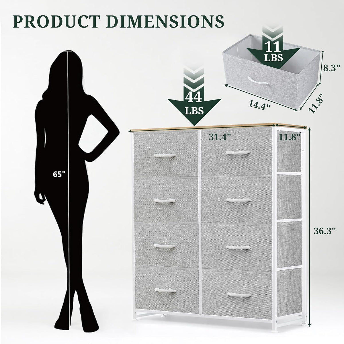 8-Drawer Dresser for Bedroom, Anti-Tip Tall Storage Organizer