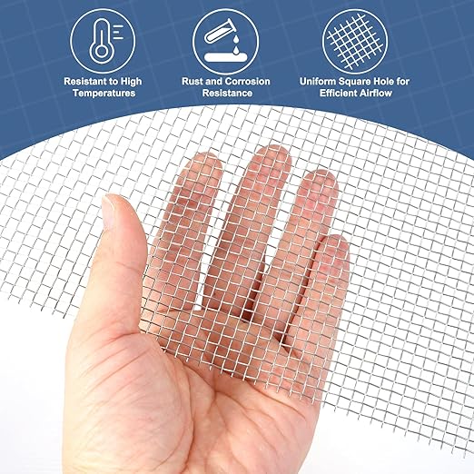 uxcell 6 Mesh 39" x 10" Woven Wire Mesh, 316 Stainless Steel Air Vent Filter