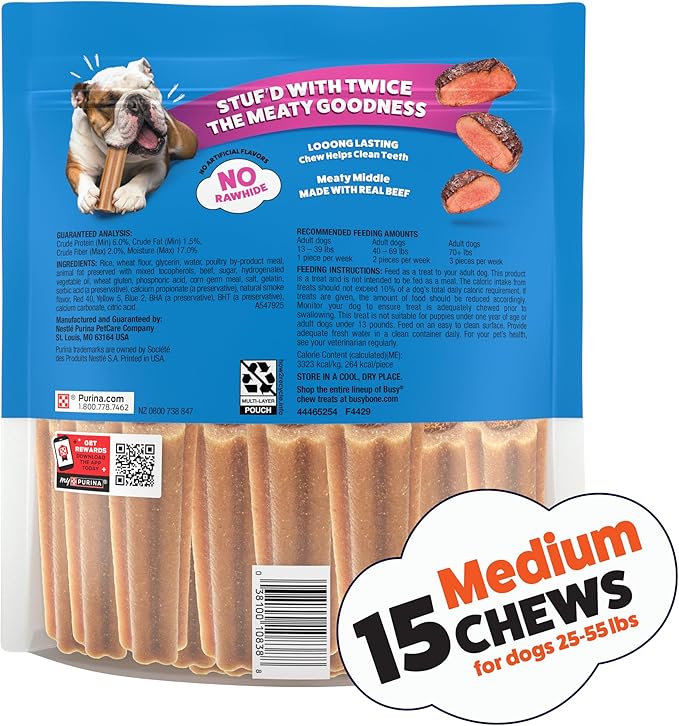 Purina Busy Stuf’d Medium Long Lasting Dog Chews - 15 ct. Pouch