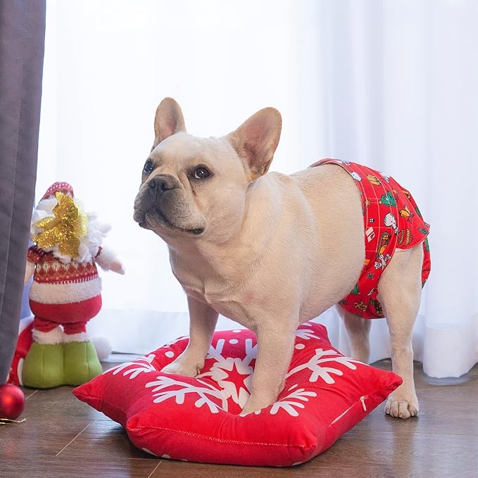 CuteBone Dog Diapers Female Washable Small Medium Large 3 Pack Reusable Doggie Diapers Puppy Period Pants for Doggy Heat Cycle Peeing
