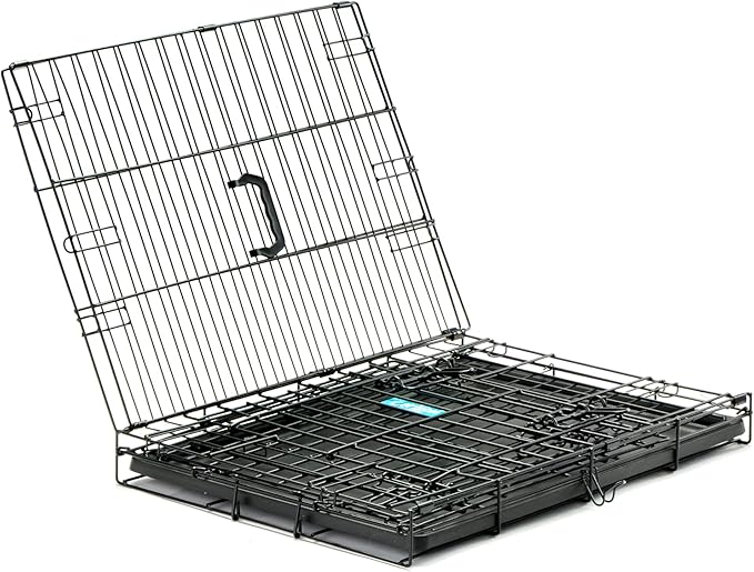 Carlson Pet Products Double Door Metal Dog Crate with Divider, Small 24" Dog Crate for Small Dogs & Puppies, Foldable Collapsible Dog Kennel with Removable Tray, Wire Dog Cage for Training & Travel