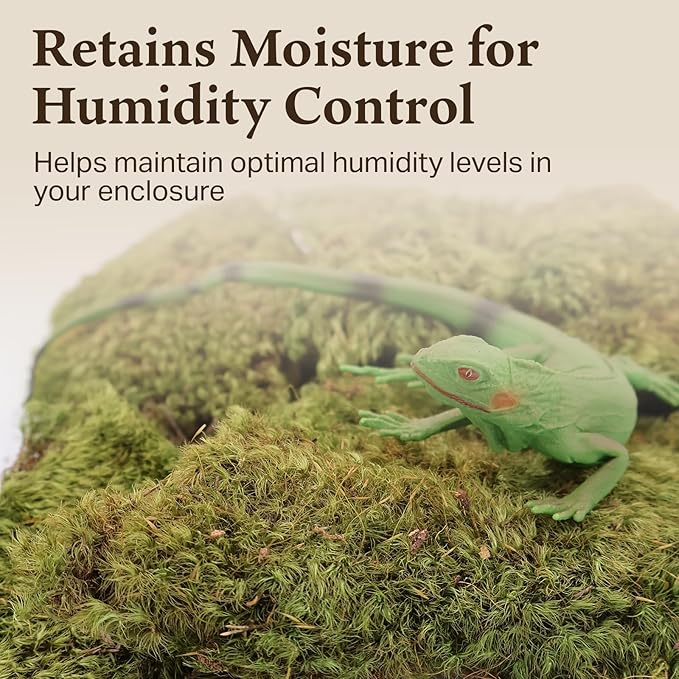 The Habitat Life - Natural Mood Moss - for Reptiles, Amphibians & Invertebrates Terrariums - Moisture-Retaining - Humidity Control - Soft Bedding - Dye-Free & Safe - Medium - 1 Pack