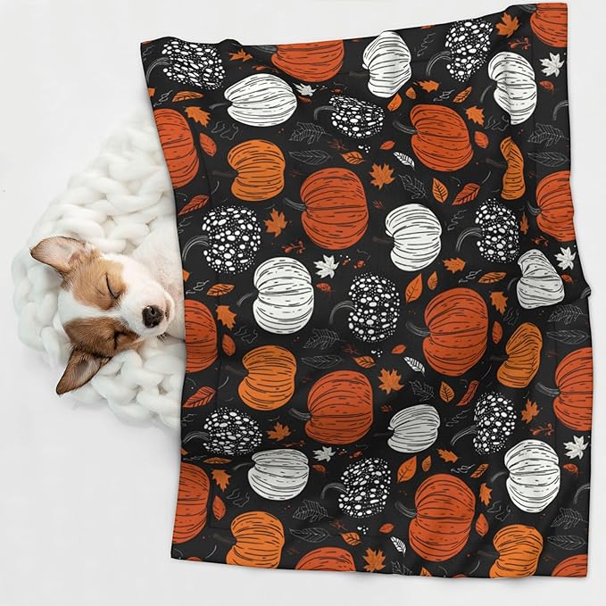 Fall Pumpkins Throw Blanket - Halloween Blanket for Dog Cat Autumn Pet Blankets 40x30 for Couch Sofa Bed