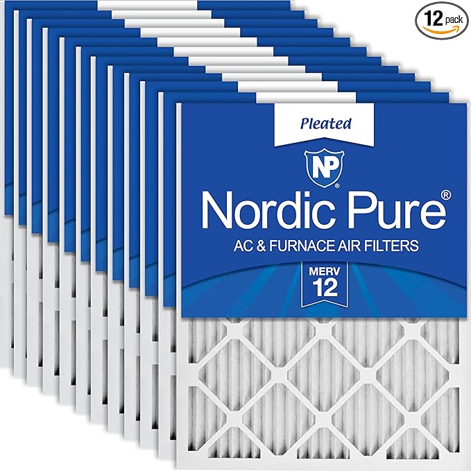 Nordic Pure 20x25x1 Pleated MERV 12 Air Filters 12 Pack