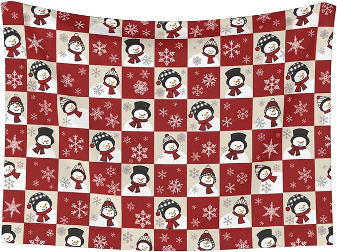 Red Beige Snowman Blanket - Snowflake Throw Blanket 23x16 Pet Blanket for Couch Sofa Bed Winter Xmas Holiday